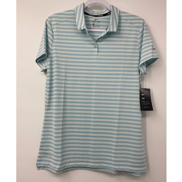 Nike Tops - Nike Dri Fit Blue Striped Short Sleeve Golf Polo